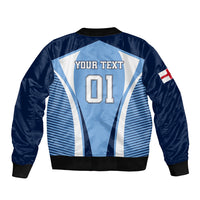 Personalised England Football Sleeve Zip Bomber Jacket Lionesses Blue Sporty Style - Wonder Print Shop