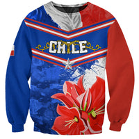 Unisex Chile sweatshirt with red-and-blue graphic, flowers, long sleeves