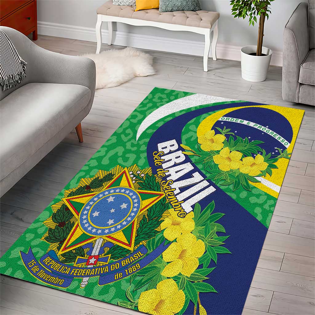 Brazil Sete de Setembro Area Rug Flor De Ip Amarel Leopard Pattern - Wonder Print Shop