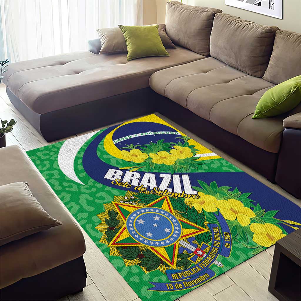 Brazil Sete de Setembro Area Rug Flor De Ip Amarel Leopard Pattern - Wonder Print Shop