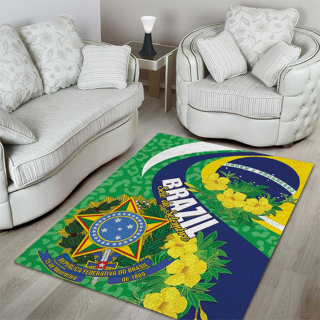 Brazil Sete de Setembro Area Rug Flor De Ip Amarel Leopard Pattern - Wonder Print Shop