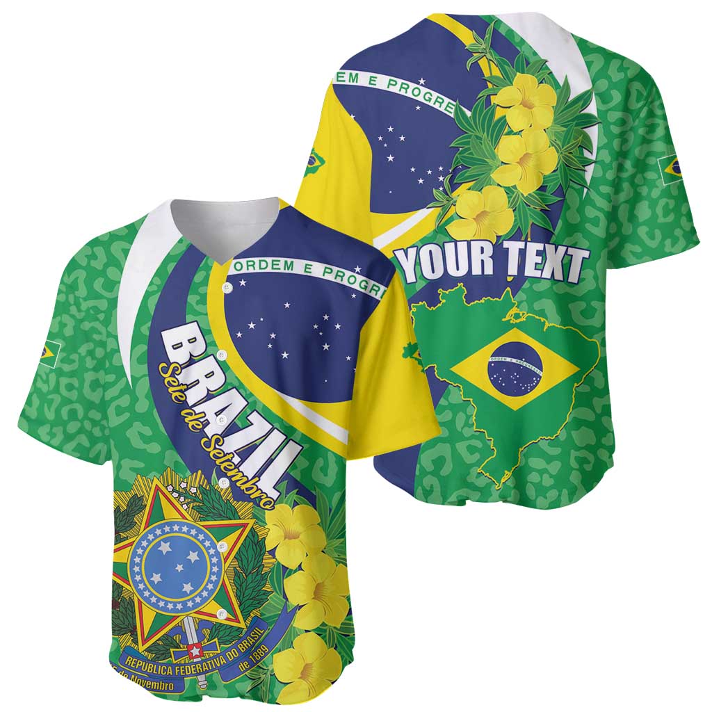 Brazil Sete de Setembro Baseball Jersey Flor De Ip Amarel Leopard Pattern - Wonder Print Shop