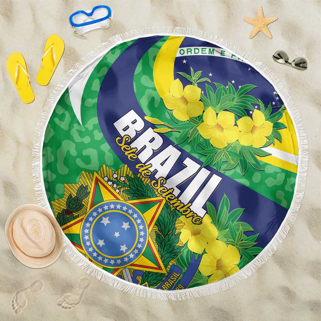 Brazil Sete de Setembro Beach Blanket Flor De Ip Amarel Leopard Pattern - Wonder Print Shop