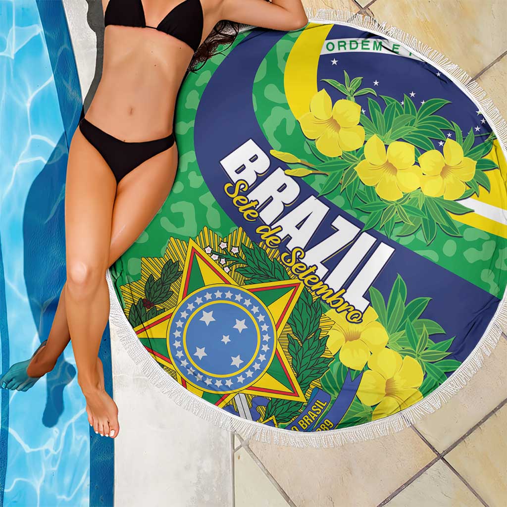 Brazil Sete de Setembro Beach Blanket Flor De Ip Amarel Leopard Pattern - Wonder Print Shop