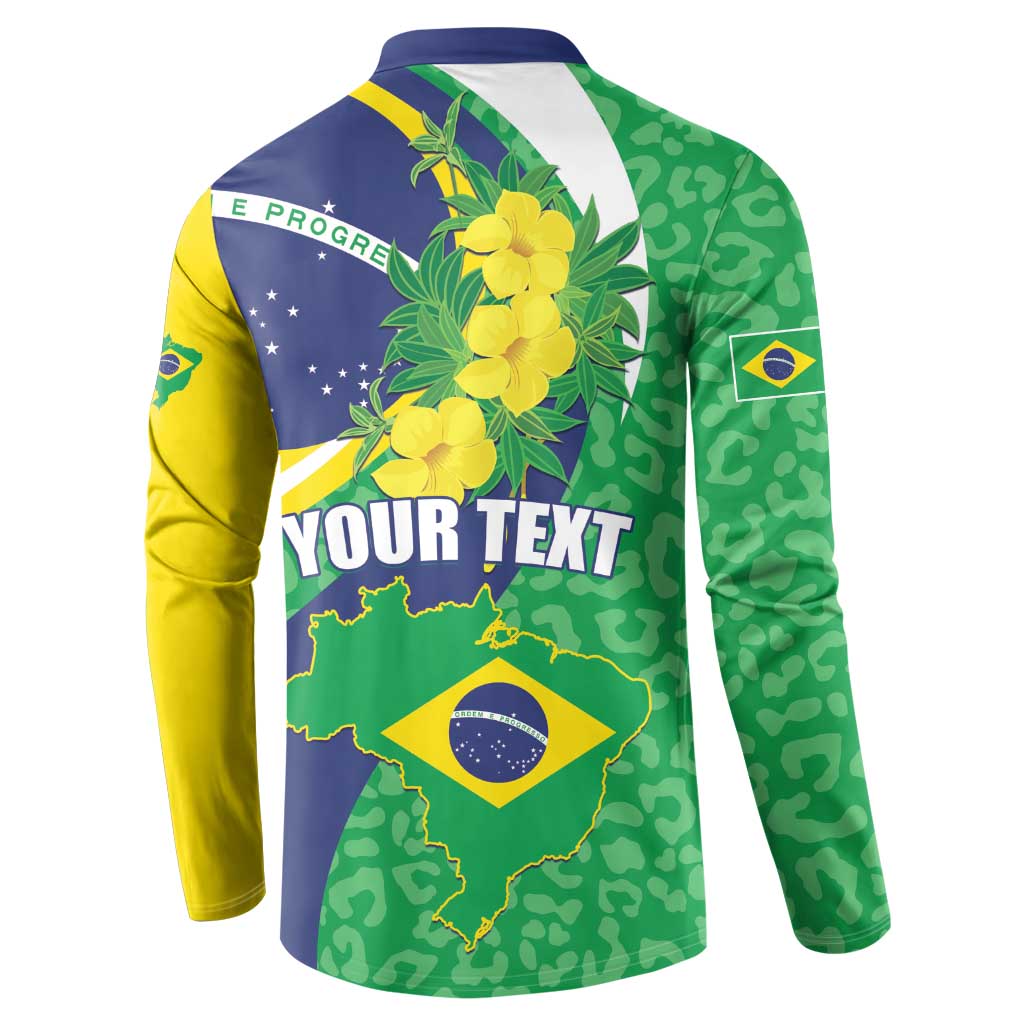 Brazil Sete de Setembro Button Sweatshirt Flor De Ip Amarel Leopard Pattern - Wonder Print Shop