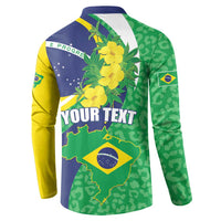 Brazil Sete de Setembro Button Sweatshirt Flor De Ip Amarel Leopard Pattern - Wonder Print Shop