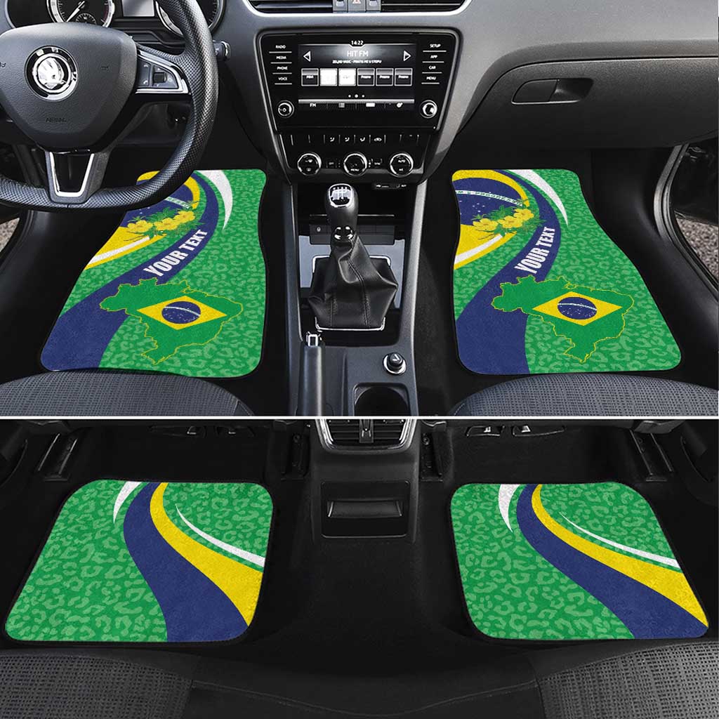 Brazil Sete de Setembro Car Mats Flor De Ip Amarel Leopard Pattern - Wonder Print Shop