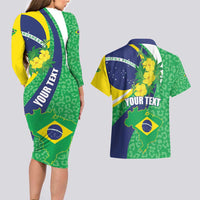 Brazil Sete de Setembro Couples Matching Long Sleeve Bodycon Dress and Hawaiian Shirt Flor De Ip Amarel Leopard Pattern - Wonder Print Shop