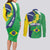 Brazil Sete de Setembro Couples Matching Long Sleeve Bodycon Dress and Long Sleeve Button Shirt Flor De Ip Amarel Leopard Pattern - Wonder Print Shop
