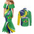Brazil Sete de Setembro Couples Matching Mermaid Dress and Long Sleeve Button Shirt Flor De Ipê Amarel Leopard Pattern