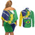 Brazil Sete de Setembro Couples Matching Off Shoulder Short Dress and Long Sleeve Button Shirt Flor De Ip Amarel Leopard Pattern - Wonder Print Shop
