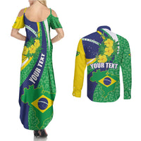 Brazil Sete de Setembro Couples Matching Summer Maxi Dress and Long Sleeve Button Shirt Flor De Ip Amarel Leopard Pattern - Wonder Print Shop
