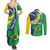 Brazil Sete de Setembro Couples Matching Summer Maxi Dress and Long Sleeve Button Shirt Flor De Ip Amarel Leopard Pattern - Wonder Print Shop
