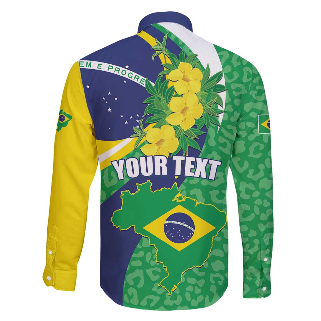 Brazil Sete de Setembro Family Matching Long Sleeve Bodycon Dress and Hawaiian Shirt Flor De Ip Amarel Leopard Pattern - Wonder Print Shop