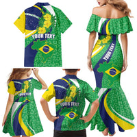 Brazil Sete de Setembro Family Matching Mermaid Dress and Hawaiian Shirt Flor De Ip Amarel Leopard Pattern - Wonder Print Shop