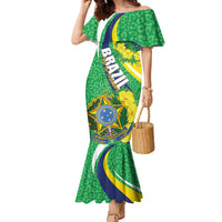 Brazil Sete de Setembro Family Matching Mermaid Dress and Hawaiian Shirt Flor De Ip Amarel Leopard Pattern - Wonder Print Shop