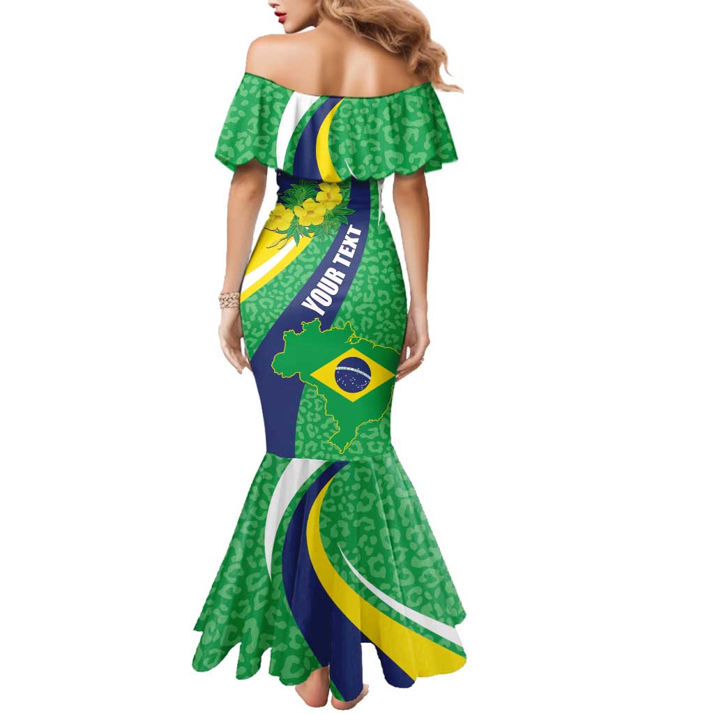 Brazil Sete de Setembro Family Matching Mermaid Dress and Hawaiian Shirt Flor De Ip Amarel Leopard Pattern - Wonder Print Shop