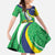Brazil Sete de Setembro Family Matching Off The Shoulder Long Sleeve Dress and Hawaiian Shirt Flor De Ip Amarel Leopard Pattern - Wonder Print Shop