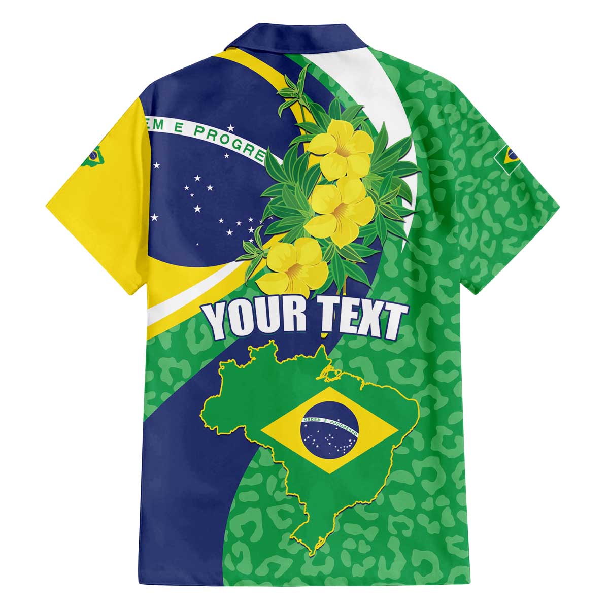 Brazil Sete de Setembro Family Matching Off The Shoulder Long Sleeve Dress and Hawaiian Shirt Flor De Ip Amarel Leopard Pattern - Wonder Print Shop