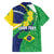 Brazil Sete de Setembro Family Matching Off The Shoulder Long Sleeve Dress and Hawaiian Shirt Flor De Ip Amarel Leopard Pattern - Wonder Print Shop