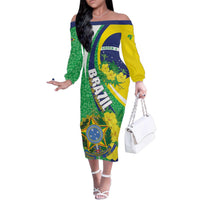 Brazil Sete de Setembro Family Matching Off The Shoulder Long Sleeve Dress and Hawaiian Shirt Flor De Ip Amarel Leopard Pattern - Wonder Print Shop