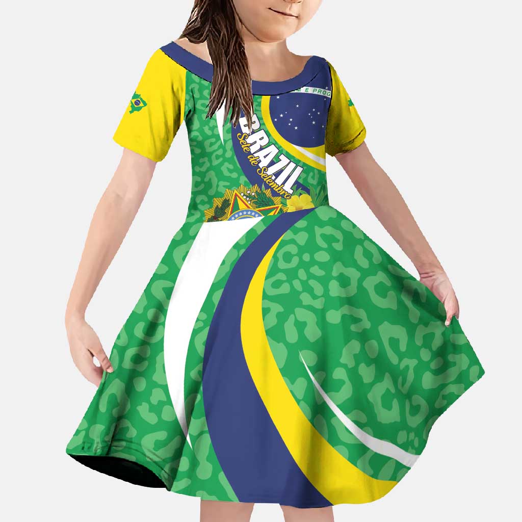 Brazil Sete de Setembro Family Matching Off Shoulder Maxi Dress and Hawaiian Shirt Flor De Ip Amarel Leopard Pattern - Wonder Print Shop