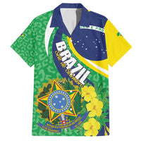 Brazil Sete de Setembro Family Matching Off Shoulder Maxi Dress and Hawaiian Shirt Flor De Ip Amarel Leopard Pattern - Wonder Print Shop