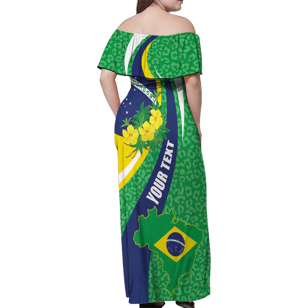 Brazil Sete de Setembro Family Matching Off Shoulder Maxi Dress and Hawaiian Shirt Flor De Ip Amarel Leopard Pattern - Wonder Print Shop