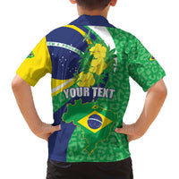 Brazil Sete de Setembro Family Matching Off Shoulder Short Dress and Hawaiian Shirt Flor De Ip Amarel Leopard Pattern - Wonder Print Shop