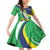Brazil Sete de Setembro Family Matching Off Shoulder Short Dress and Hawaiian Shirt Flor De Ip Amarel Leopard Pattern - Wonder Print Shop