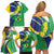 Brazil Sete de Setembro Family Matching Off Shoulder Short Dress and Hawaiian Shirt Flor De Ip Amarel Leopard Pattern - Wonder Print Shop
