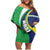 Brazil Sete de Setembro Family Matching Off Shoulder Short Dress and Hawaiian Shirt Flor De Ip Amarel Leopard Pattern - Wonder Print Shop