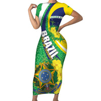 Brazil Sete de Setembro Family Matching Short Sleeve Bodycon Dress and Hawaiian Shirt Flor De Ip Amarel Leopard Pattern - Wonder Print Shop