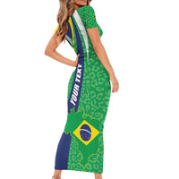 Brazil Sete de Setembro Family Matching Short Sleeve Bodycon Dress and Hawaiian Shirt Flor De Ip Amarel Leopard Pattern - Wonder Print Shop