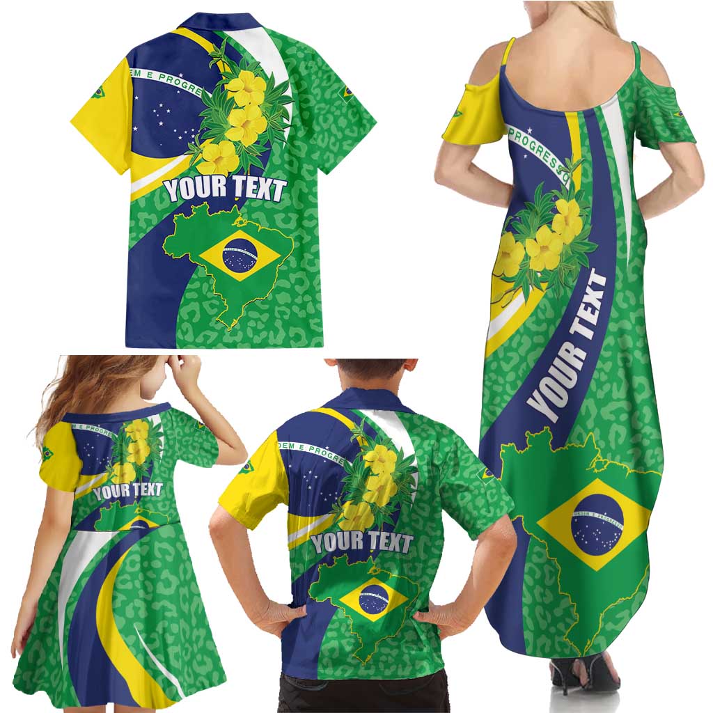 Brazil Sete de Setembro Family Matching Summer Maxi Dress and Hawaiian Shirt Flor De Ip Amarel Leopard Pattern - Wonder Print Shop