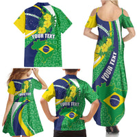 Brazil Sete de Setembro Family Matching Summer Maxi Dress and Hawaiian Shirt Flor De Ip Amarel Leopard Pattern - Wonder Print Shop