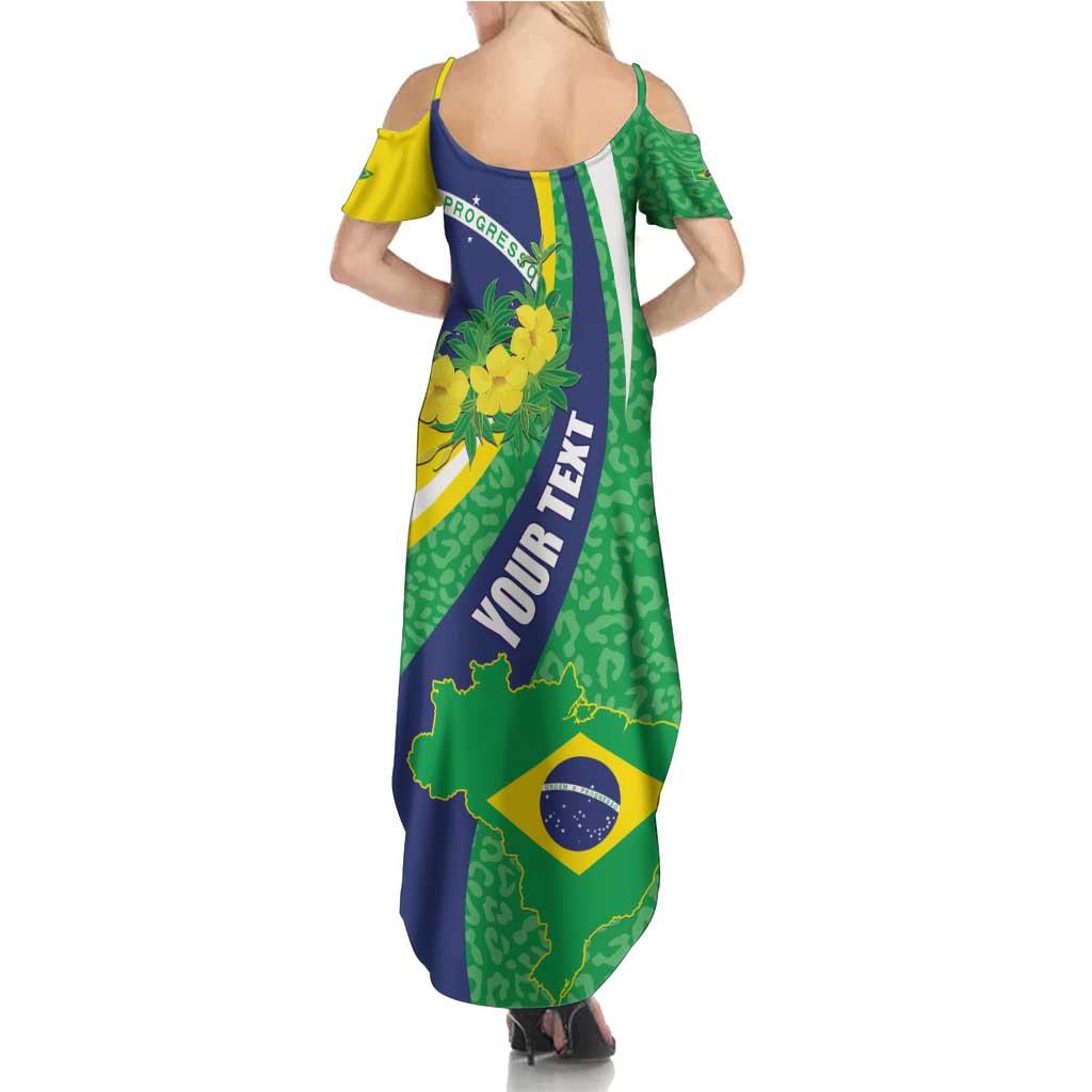 Brazil Sete de Setembro Family Matching Summer Maxi Dress and Hawaiian Shirt Flor De Ip Amarel Leopard Pattern - Wonder Print Shop