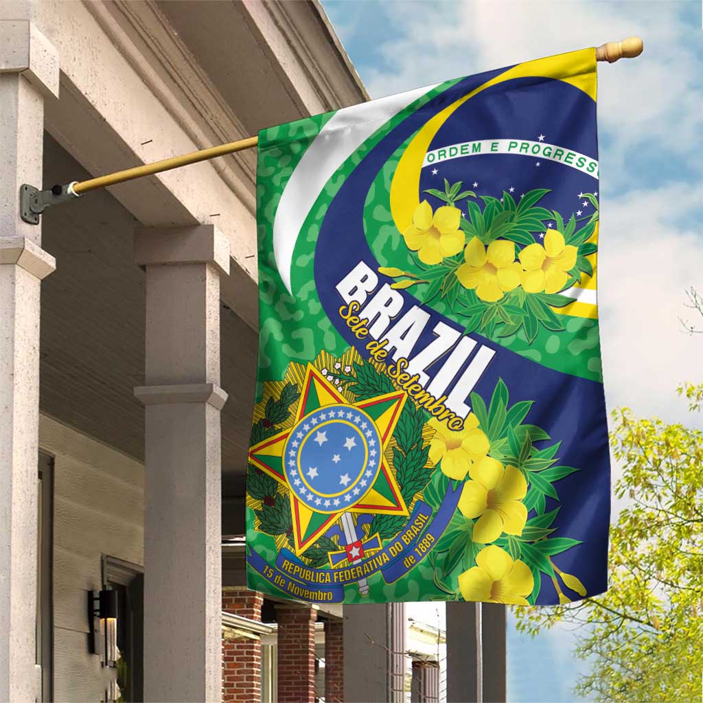 Brazil Sete de Setembro Garden Flag Flor De Ip Amarel Leopard Pattern - Wonder Print Shop
