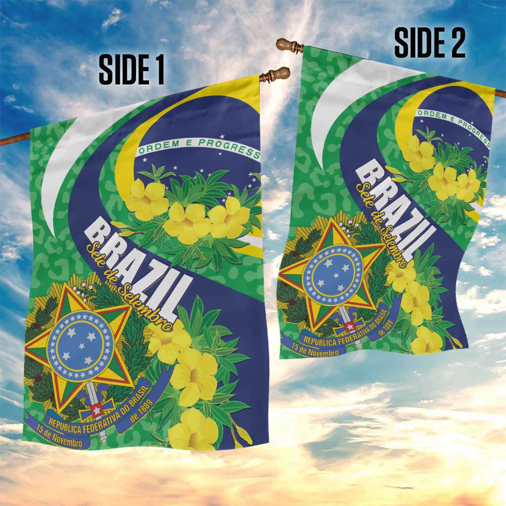 Brazil Sete de Setembro Garden Flag Flor De Ip Amarel Leopard Pattern - Wonder Print Shop
