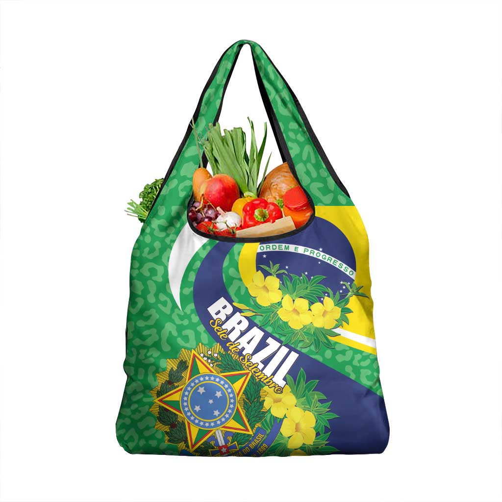 Brazil Sete de Setembro Grocery Bag Flor De Ipê Amarel Leopard Pattern