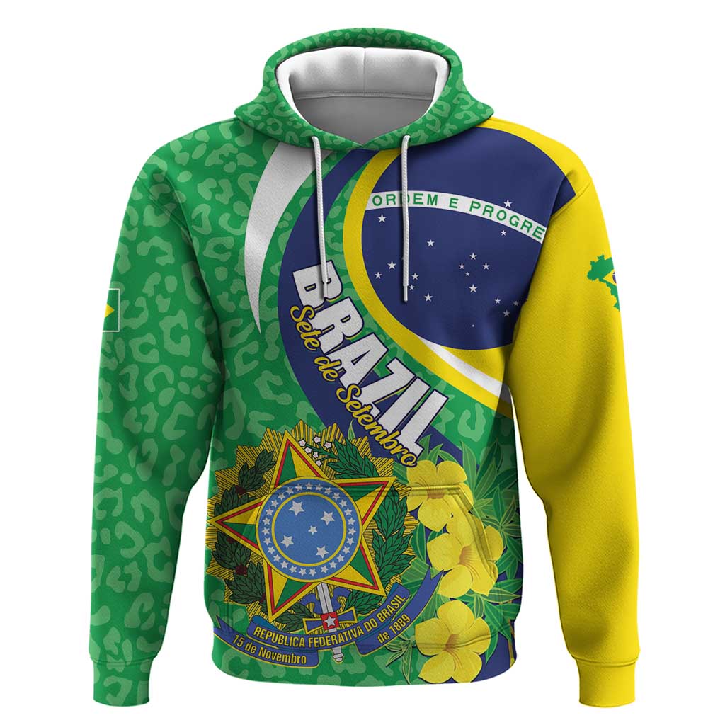 Brazil Sete de Setembro Hoodie Flor De Ip Amarel Leopard Pattern - Wonder Print Shop