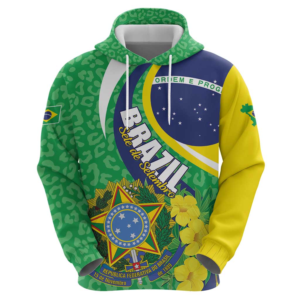 Brazil Sete de Setembro Hoodie Flor De Ip Amarel Leopard Pattern - Wonder Print Shop