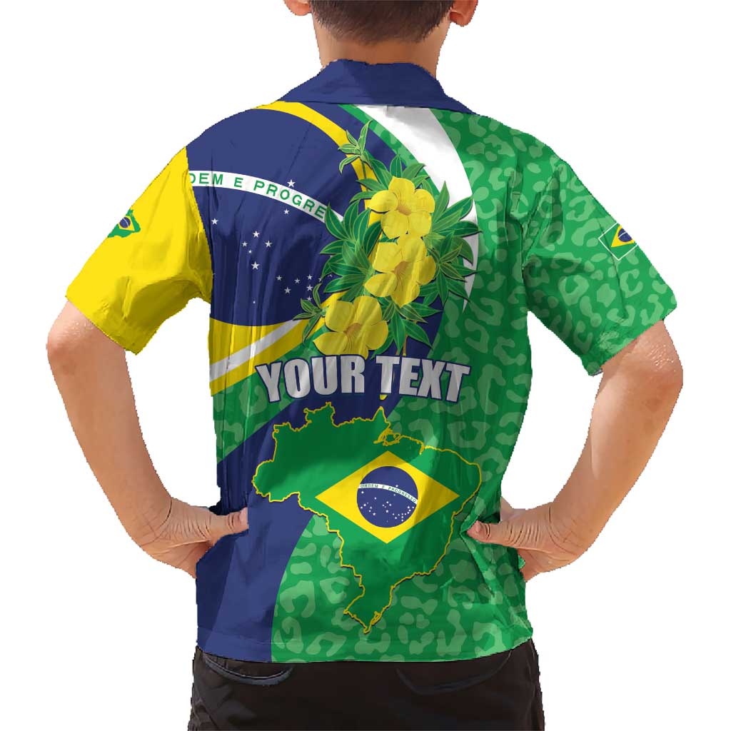 Brazil Sete de Setembro Kid Hawaiian Shirt Flor De Ip Amarel Leopard Pattern - Wonder Print Shop