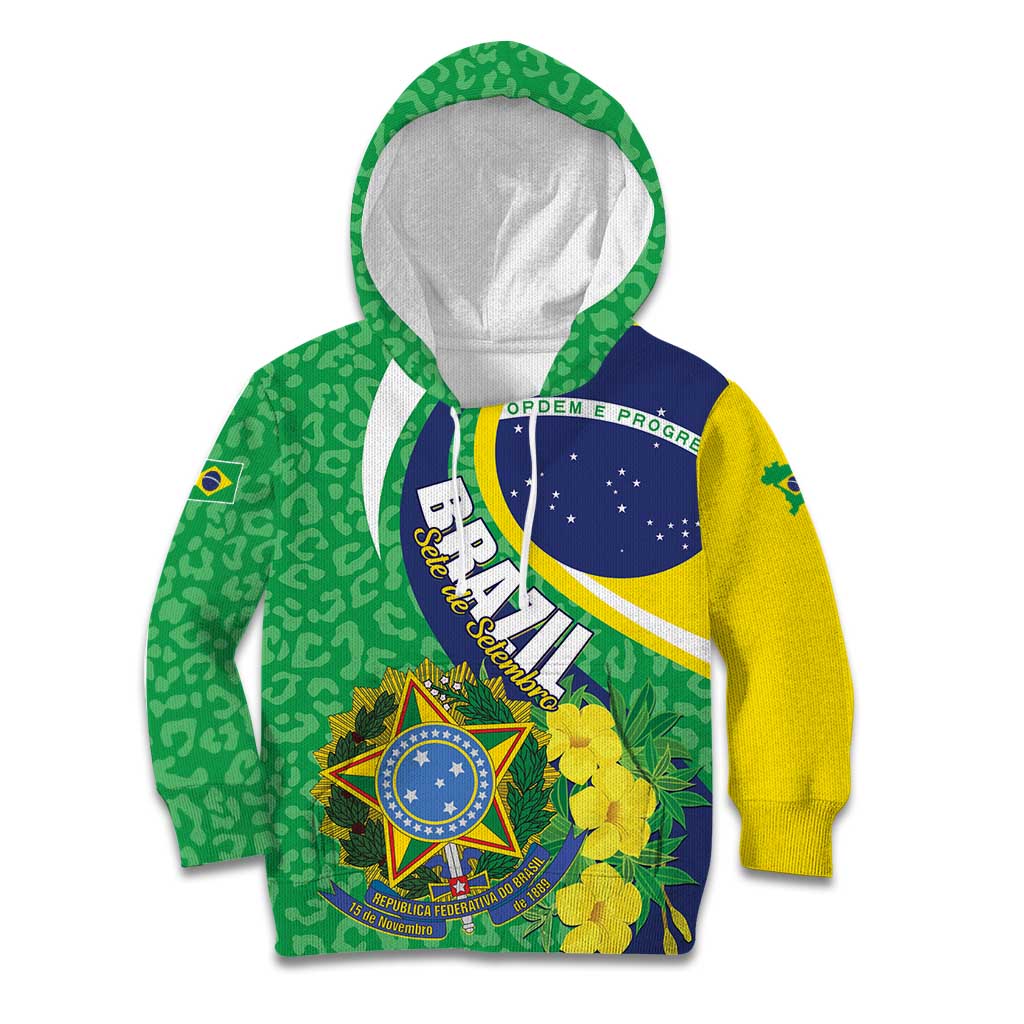 Brazil Sete de Setembro Kid Hoodie Flor De Ip Amarel Leopard Pattern - Wonder Print Shop