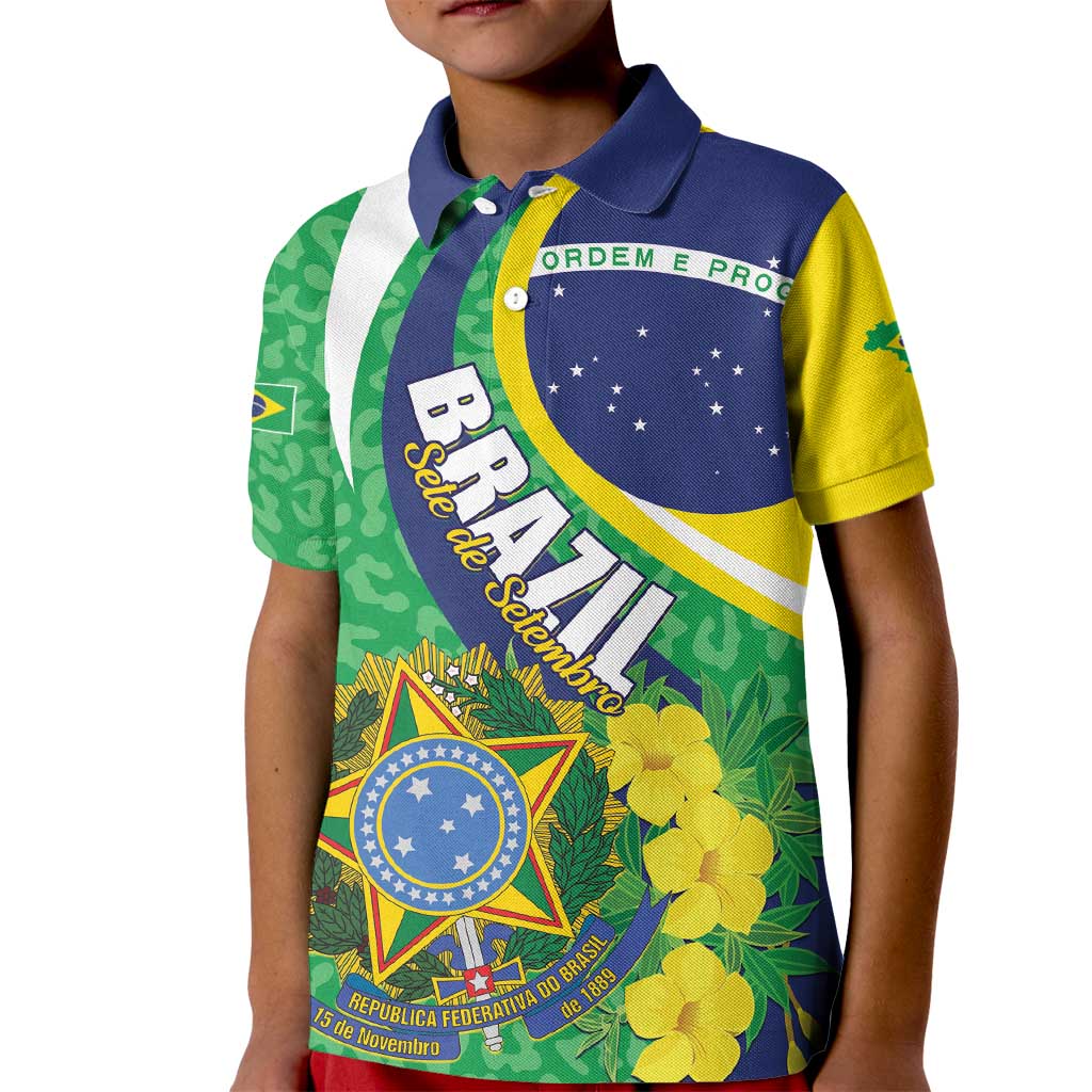 Brazil Sete de Setembro Kid Polo Shirt Flor De Ip Amarel Leopard Pattern - Wonder Print Shop