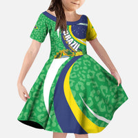Brazil Sete de Setembro Kid Short Sleeve Dress Flor De Ip Amarel Leopard Pattern - Wonder Print Shop
