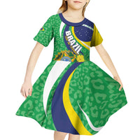 Brazil Sete de Setembro Kid Short Sleeve Dress Flor De Ip Amarel Leopard Pattern - Wonder Print Shop