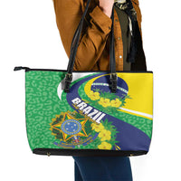 Brazil Sete de Setembro Leather Tote Bag Flor De Ip Amarel Leopard Pattern - Wonder Print Shop