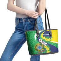 Brazil Sete de Setembro Leather Tote Bag Flor De Ip Amarel Leopard Pattern - Wonder Print Shop