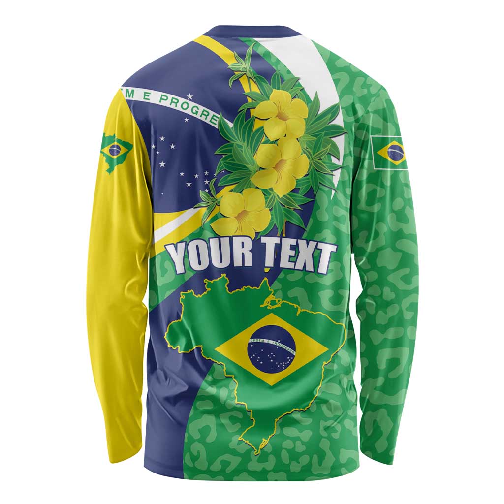 Brazil Sete de Setembro Long Sleeve Shirt Flor De Ip Amarel Leopard Pattern - Wonder Print Shop